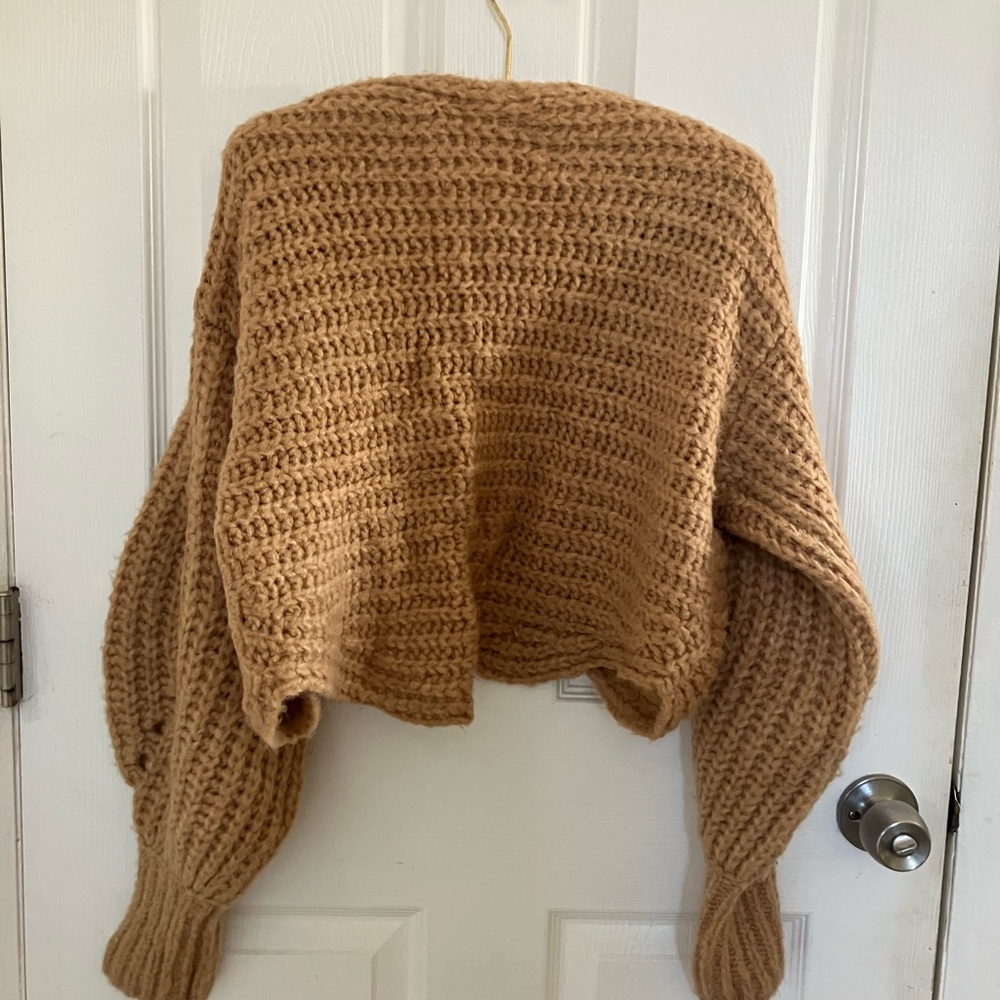 Anthropologie Chunky Knit Cardigan in Tan - Picture 5 of 5